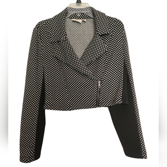 Chico's Jackets & Blazers - Chico's black white polka dot cropped blazer jacket SZ Large